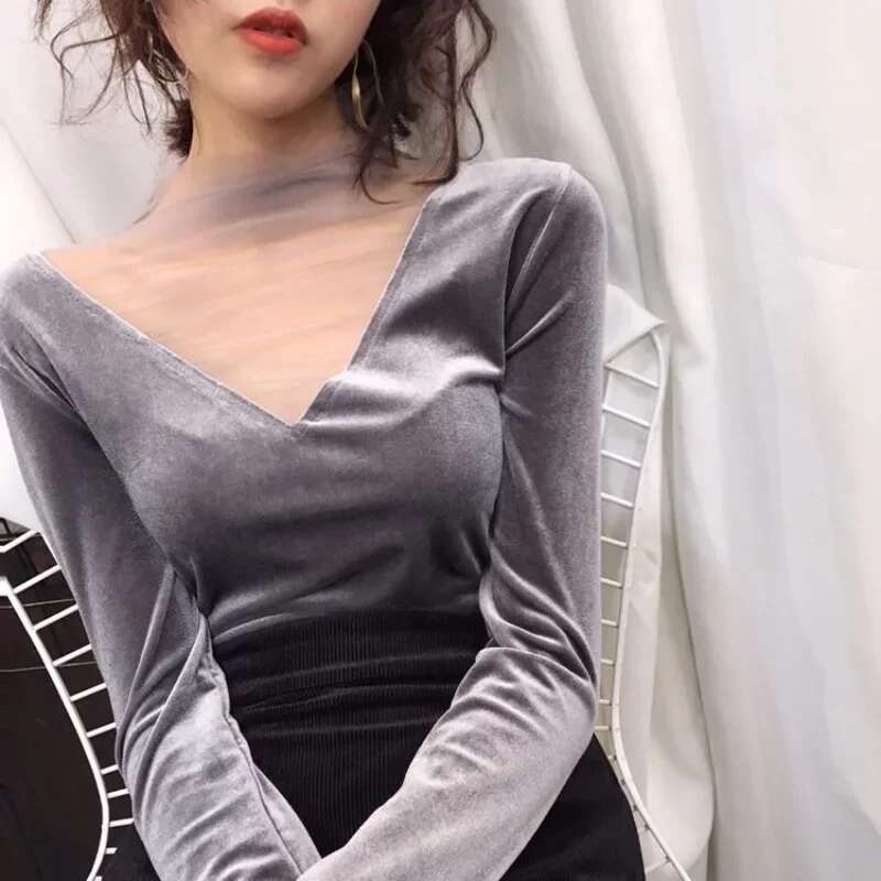 Korean Style Womens Long Sleeve T-shirt Fashion Polyester Y2k Korea Vintage Elegant Sale Yk2 Clothing 2025 Clearance Top Female