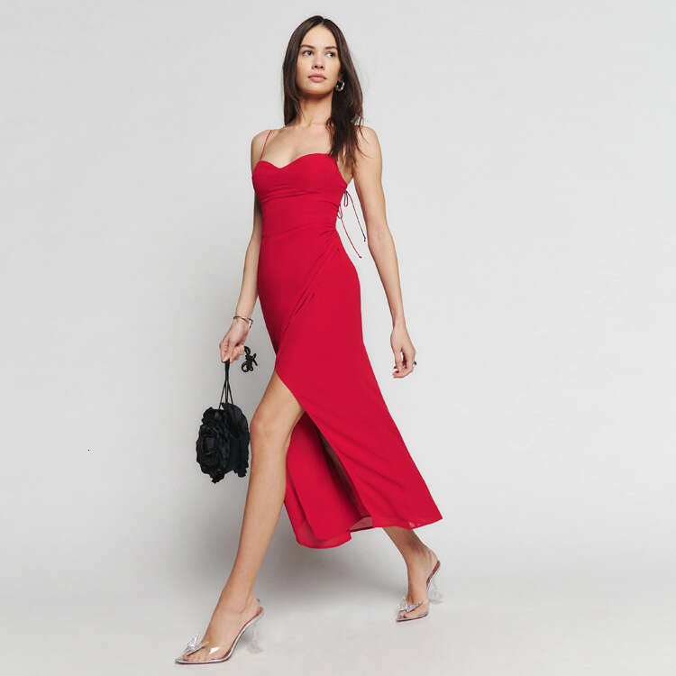 Women Dress Dresses for Woman Designer Dress Designer Skirt N231 Summer 2025 Solid Color Split Mid-length Slim Fit Strap Dress French Style Womens Fas