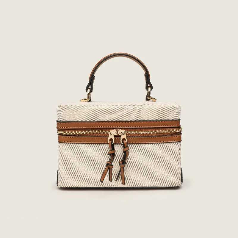 Trend Design Vintage Woolen Box Lady Handbag Leather Double Zipper Crossbody Bag 2025 Square Chains Sling Bag Shoulder Bag Z250617