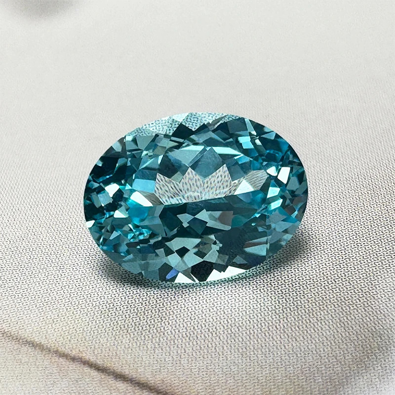 Lab Grown Sapphire Extremely Shiny Quality Oval Shape Aquamarine Color Top Quality Pendant Gemstones for Charm Jewelry Making 250617