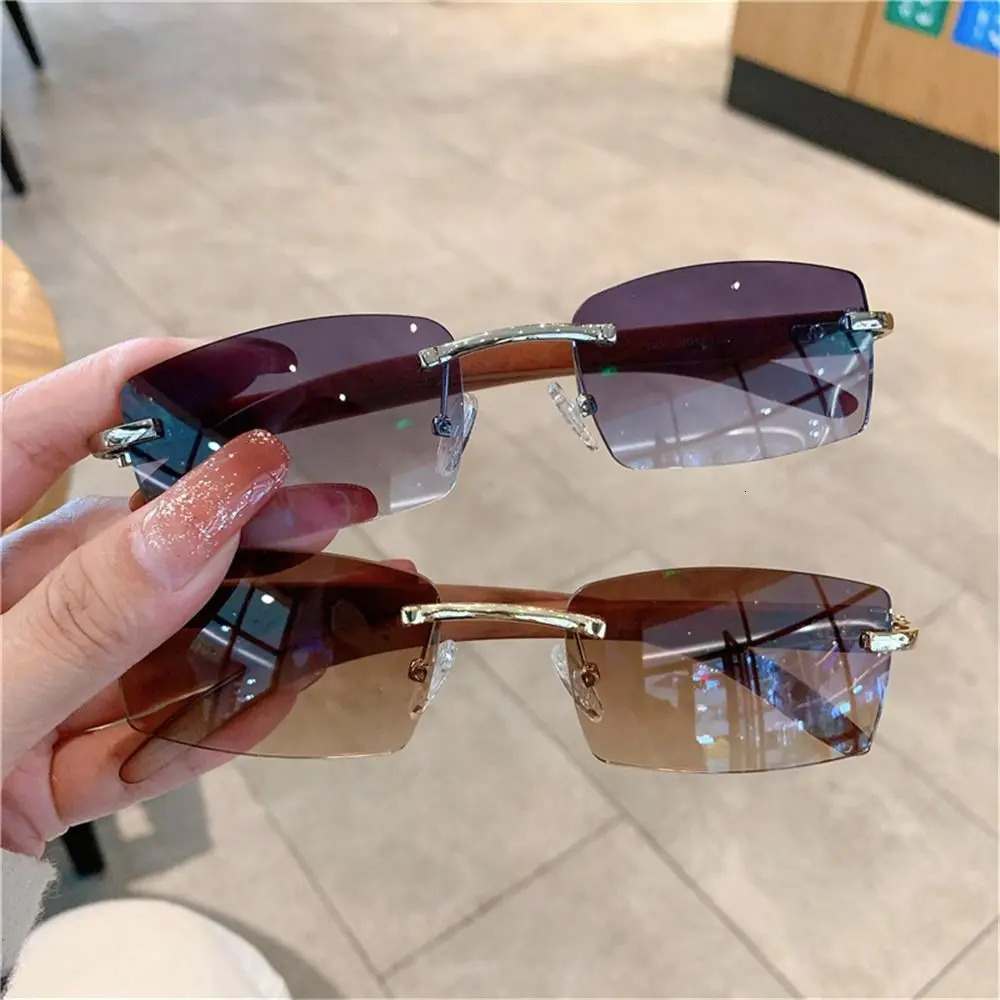 Trendy Punk Sunglasses Rimless Rectangle Sun Glasses for Men Women Fashion UV400 Driving Shades Frameless Gradient Eyewear 250616