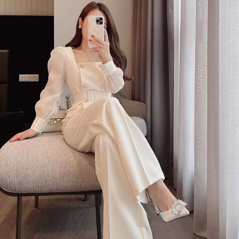 Womens 2 Pant Set White Two Pieces Sets Pants for Woman Wide Leg Party Trousers Suits Blazer and Outfits Co Ord Classy Clothes
