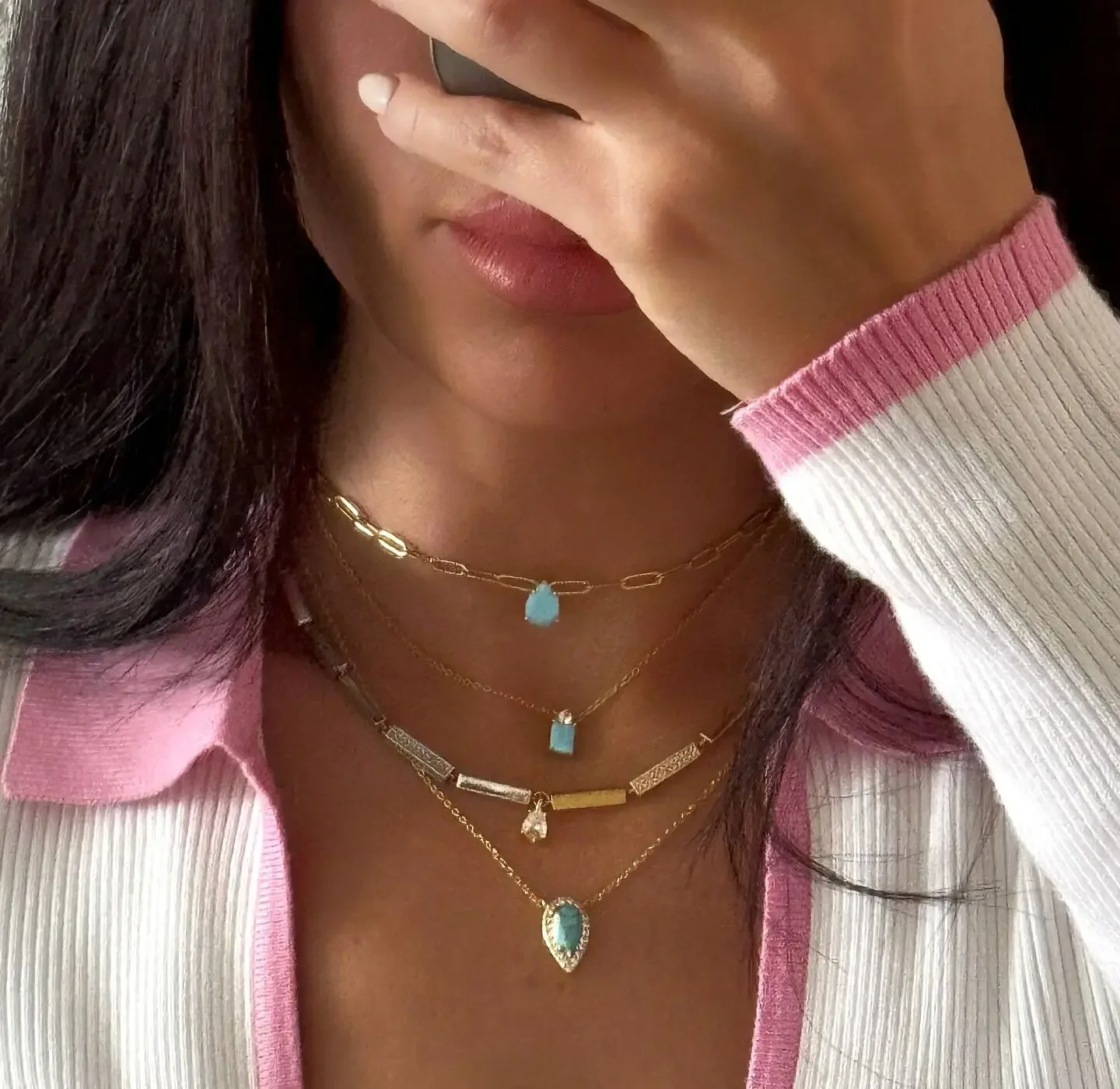 sdzstone 2025 NEW arrived water drop turquoise necklace Zircon Clavicle Chain Women's Gold Plated Color Preserved fashion jewelry