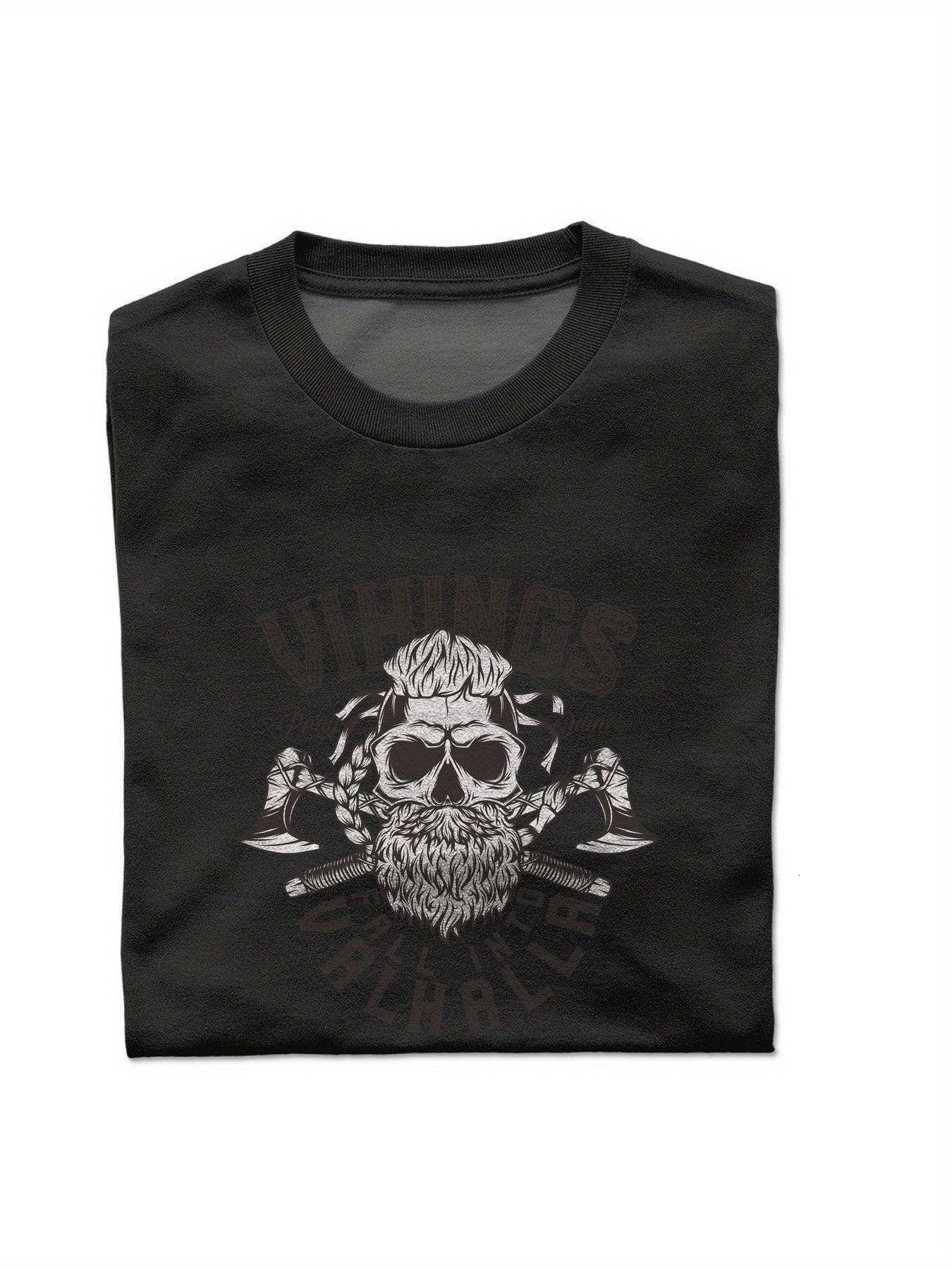 Dongdumaoyi Text Cotton Round Collar White Graphics T Shirts 180G Adult S-3Xl Men Black Short Sleeve Skull 0002