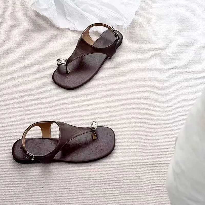 2025Concise Clip Toe Strap Sandals Woman Summer Elegant Pu Leather Flat Gladiator Shoes Casual Design Flip Flops Z250617