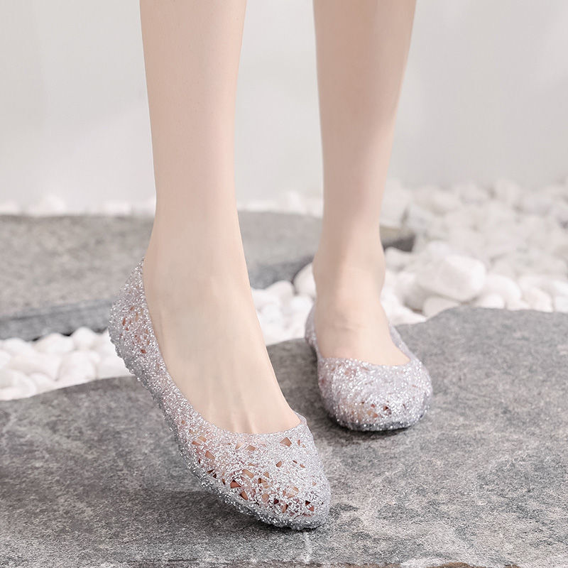 Summer foreign trade cross-border hollow women's sandals shiny crystal breathable shoes designer sandals casual women's jelly shoes