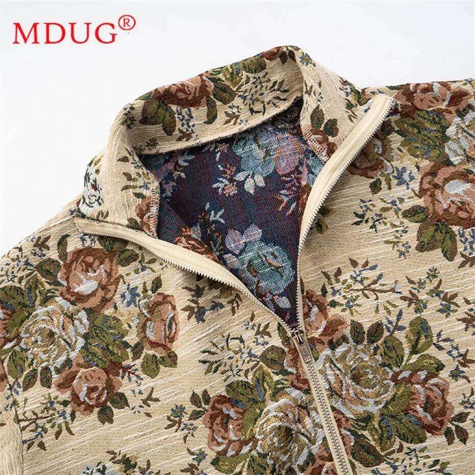 1pcs Women Coat and Jackets Fall 2024 Fashion Print Zipper Drawstring Crop Top Party Streetwear Girls Clothing Y2k M14745