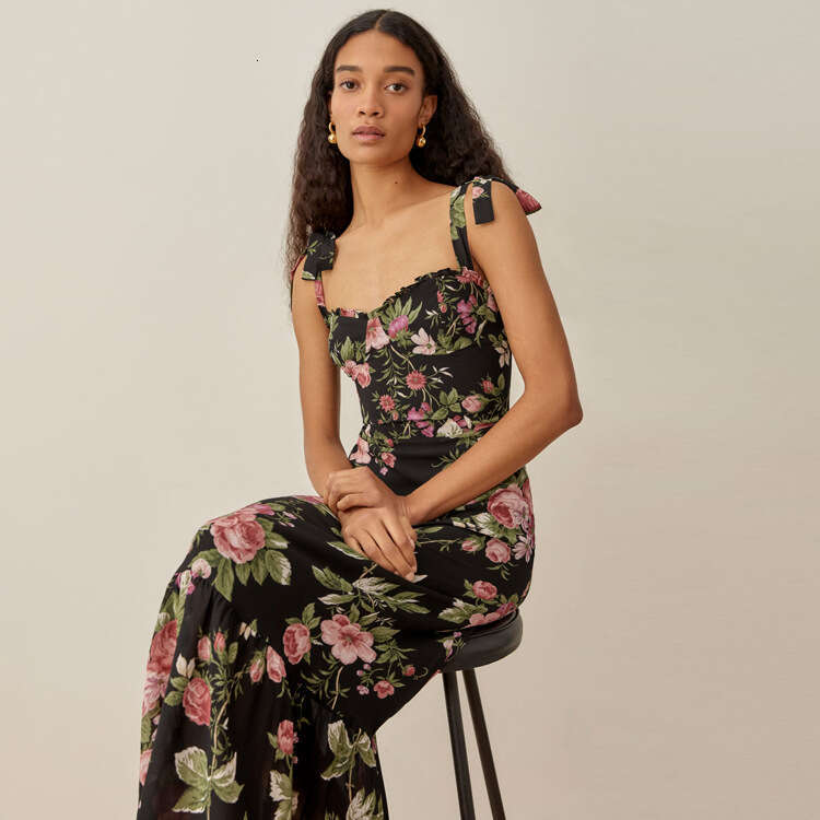 Plus Size Dresses Womandress Robe De Designer Women Designer Clothing Promdress N301ref Rayon Printed Strap Dress 2025 Summer French Style Womens Fash