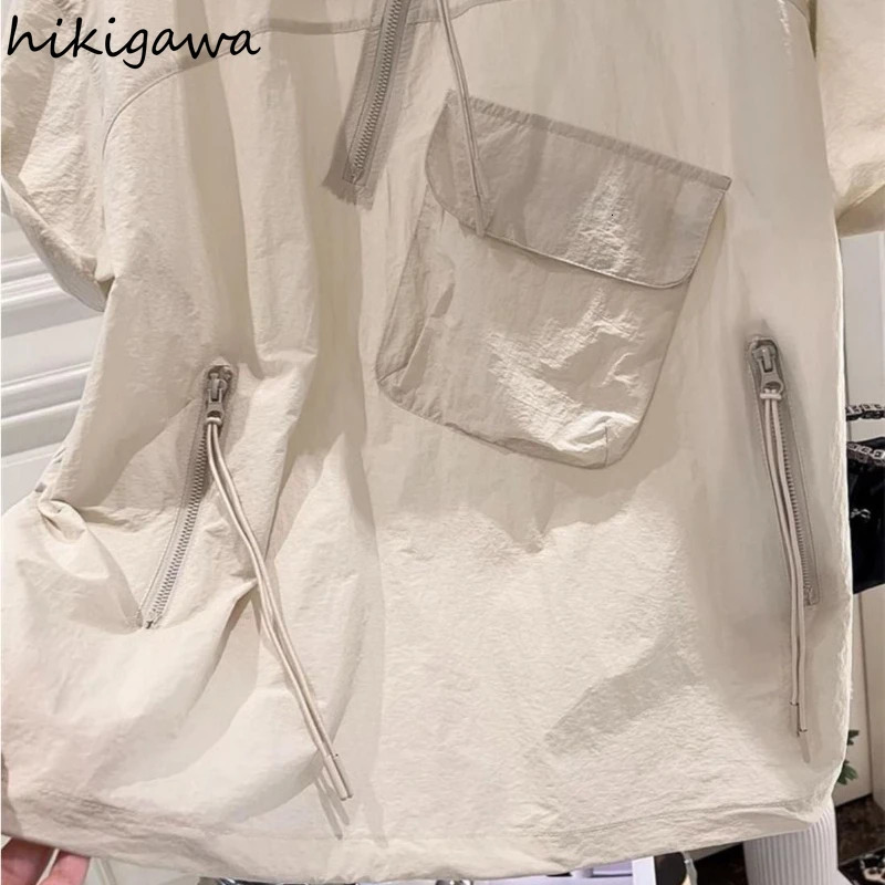 Summer Hoodies Womens Clothing Short Sleeve Hooded Half Zipper Y2k Tops Streetwear Casual Fashion Korean Sweatshirt Ropa Mujer 250612