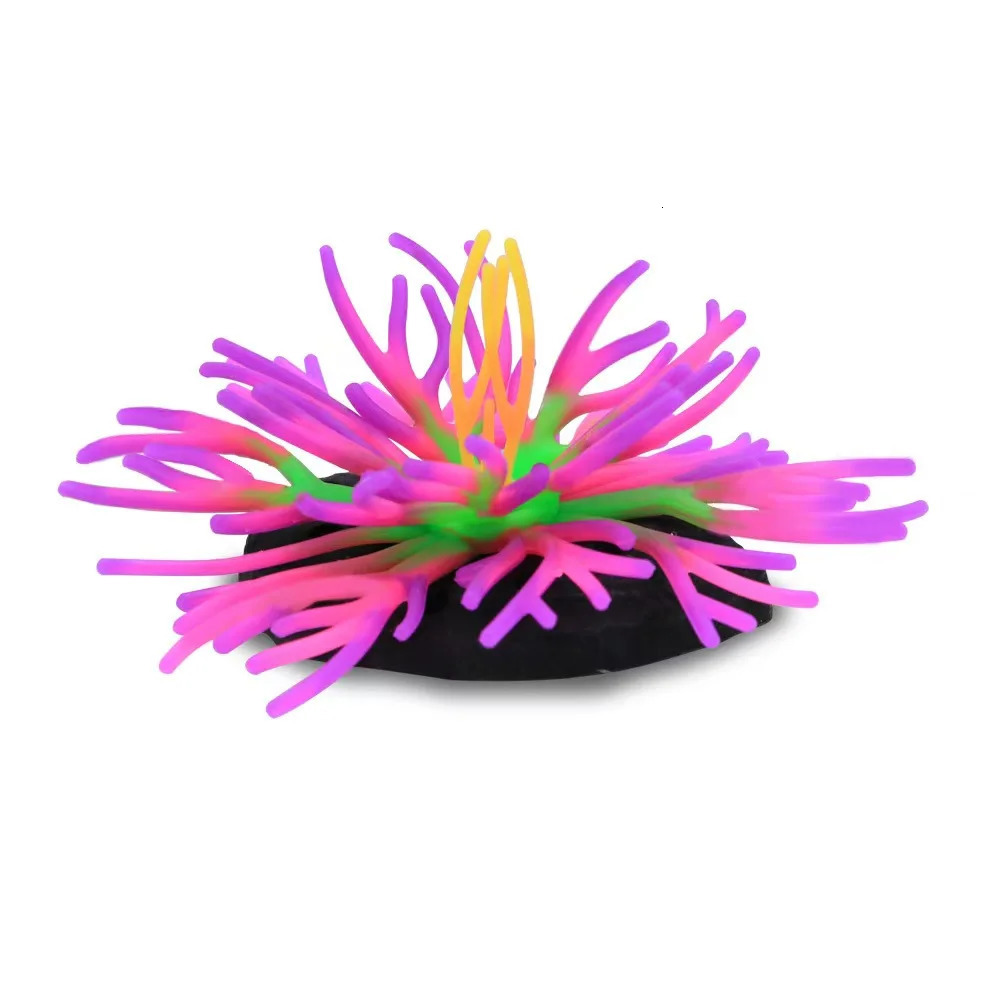Aquarium Scenery Sea Water Tank Fish Tank Decoration Silicone Simulation Sea Anemone Green blue pink 250613