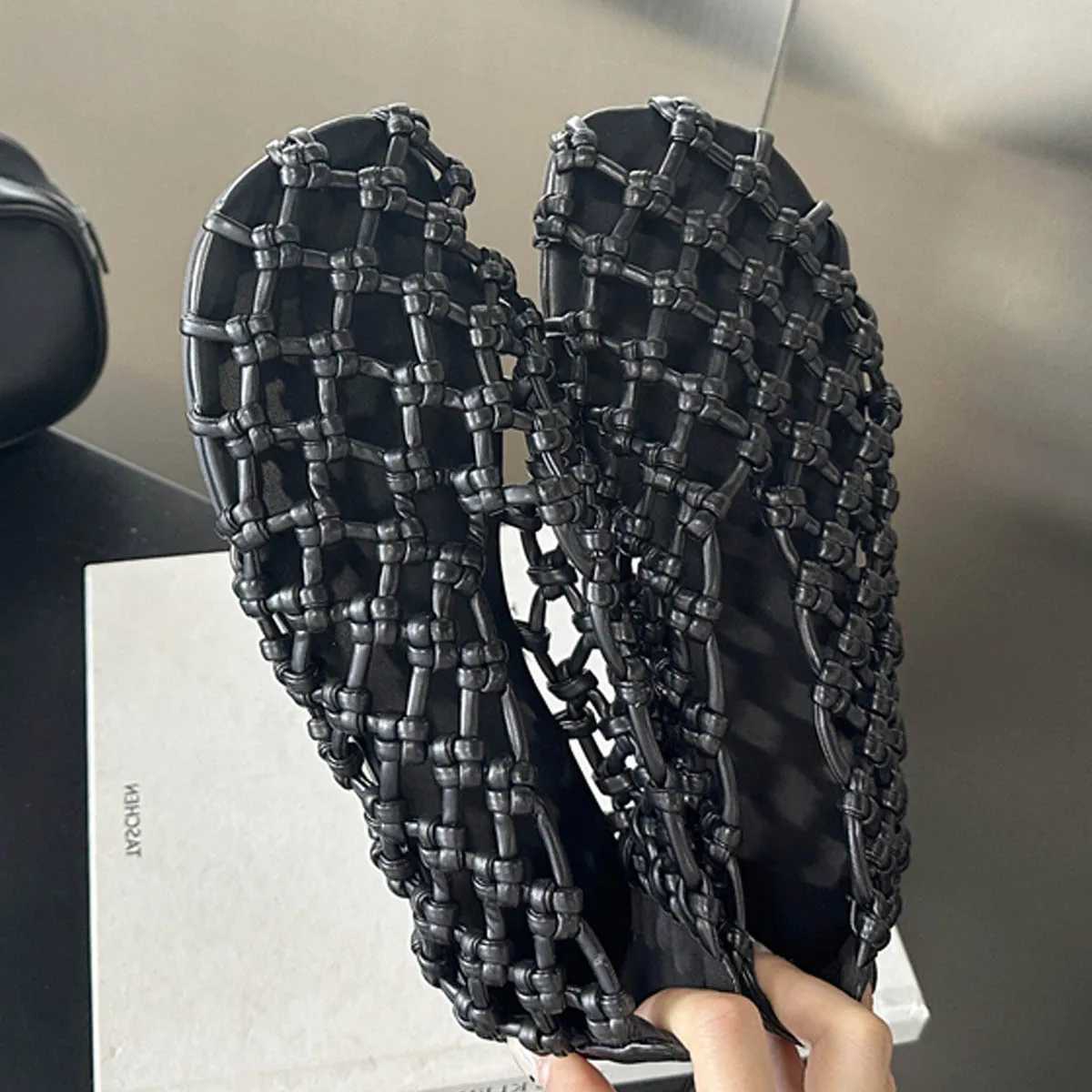 Eilyken New Design Comfortable Breathable Hollow Out Women Flat Shoes Elegant Casual Dress Mules Sandals Large Size 43 Z250617