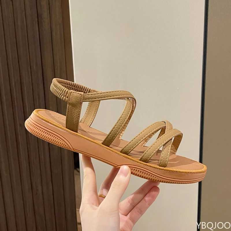 Womens Flat Bottomed Elastic Band Soft Sole Summer Sandals for Comfort Leisure Flat Bottomed Non-Slip Sandals for Women Z250617