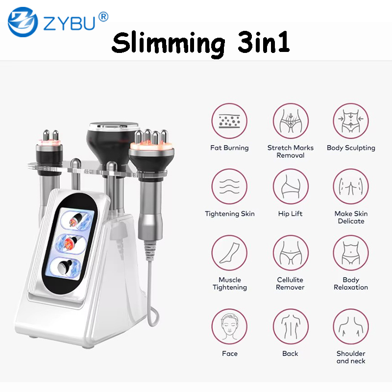 Portable 3 in 1 80k Body Slimming Machine RF Radio Frequency Skin Tightening Ultrasonic Cavitation Beauty Device Weight Reduce Fat Loss Shaping