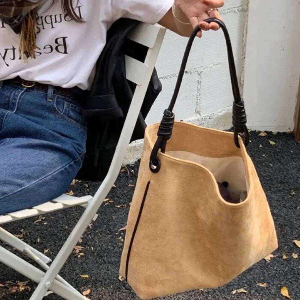 Casual Suede Tote Autumn Winter Veet Shoulder Bag Large Bucket Bags For Women Designer Purses And Handbags Shopper New