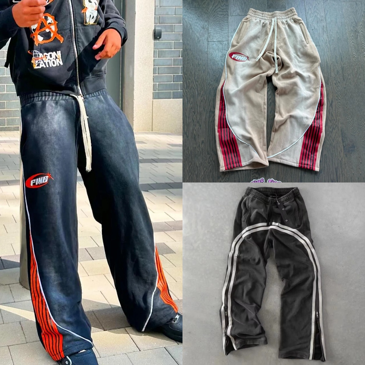 Y2k Embroidery Cotton Stripes Pants New Fashion Hip Hop street Mens Womens Jogger Drawstring Sweatpants Oversize Cargo Trousers