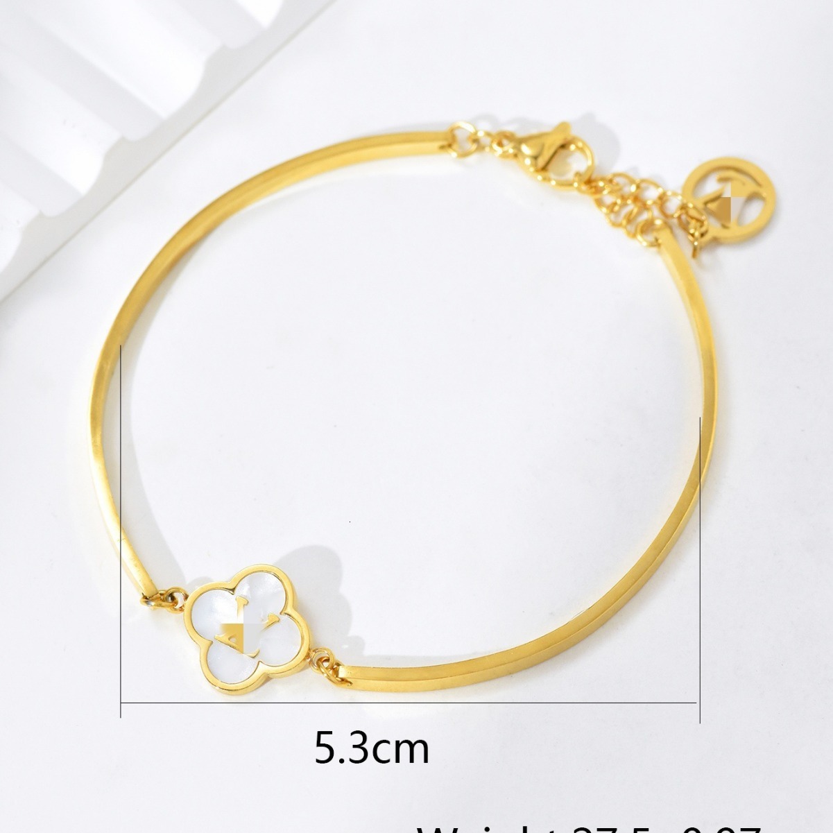 Fashion Light Style Black and White Mother-of-Pearl Clover Flower Bracelet for Women High-End Titanium Steel Jewelry