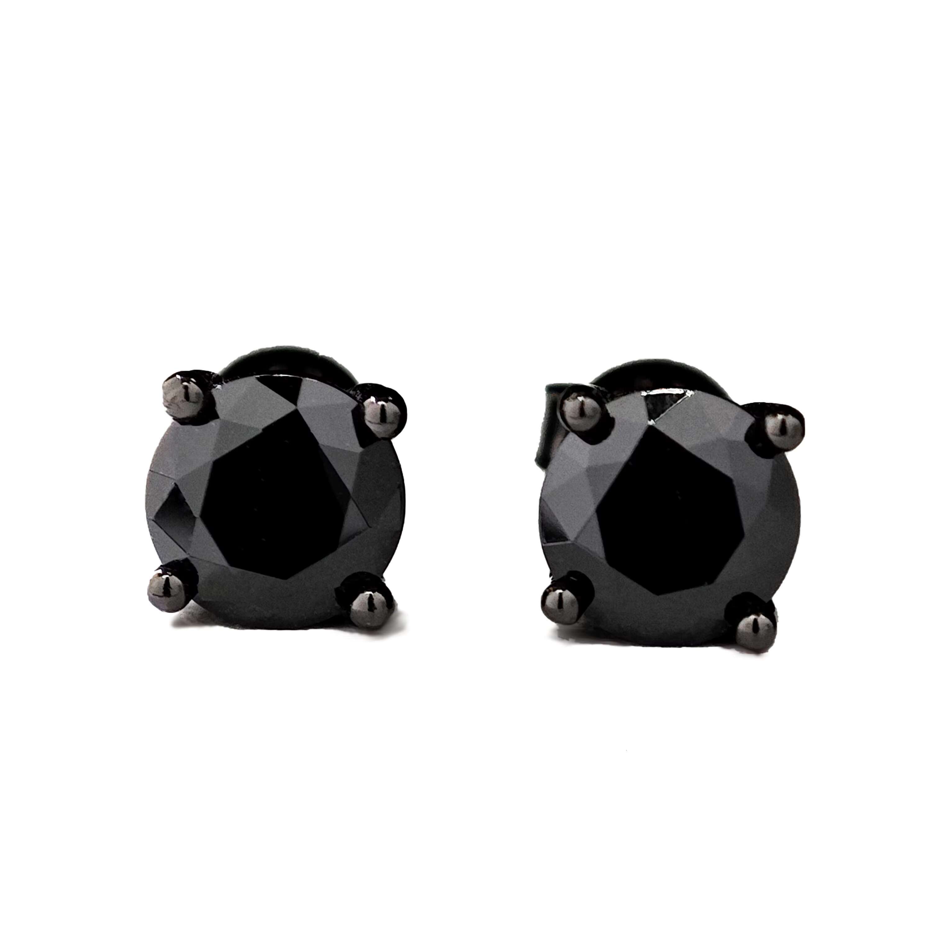 Ruizuan Black Moissanite Earrings 925 Silver Fashion Jewelry Earring Studs Round 1CT 6.5mm Moissanite Earrings Men