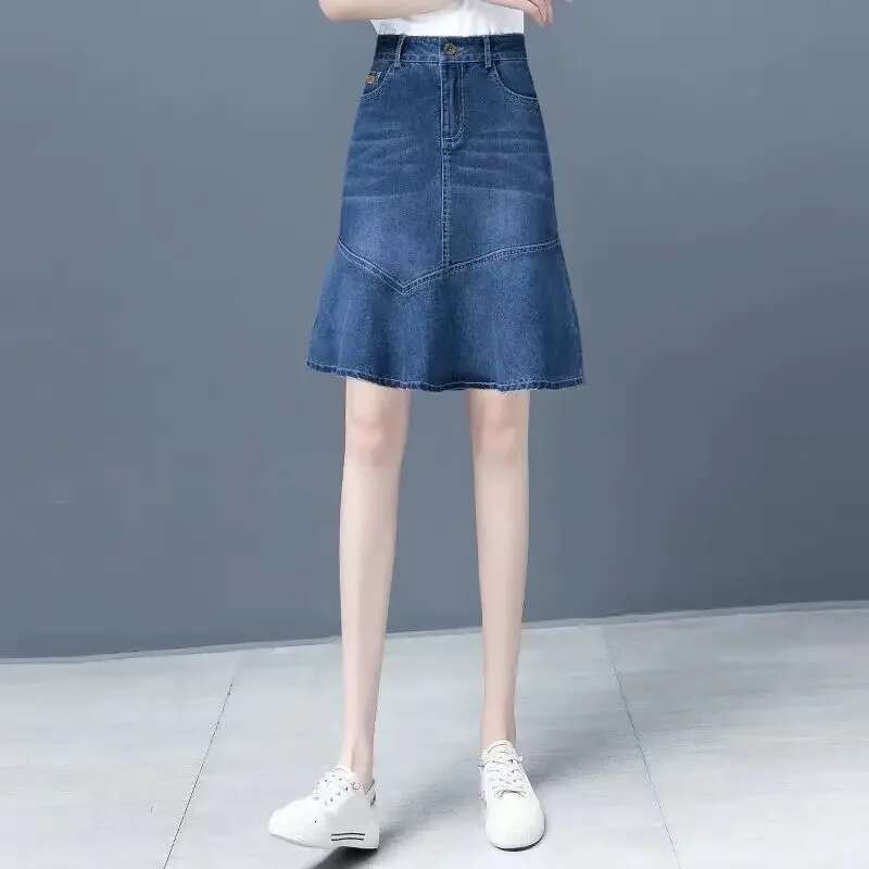 Blue High Waist Jeans Skirts for Women Zipper Cheap Summer 2025 Harajuku Korean Fashion Stylish Style New in Woman Denim Skirt