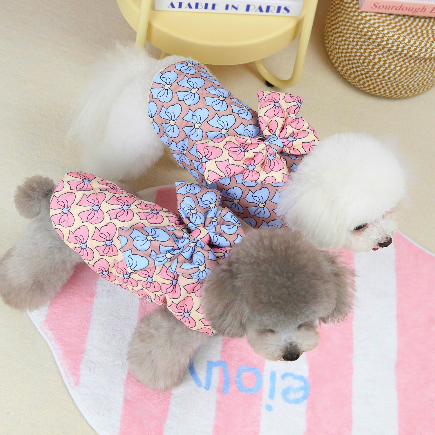 Dog Bow Fleece Vest Sweater Winter Jacket for Small and Medium Dogs with D-Ring, Large Bow Decoration Cold Weather Warm Dog Coat for Dogs Girls XL A55