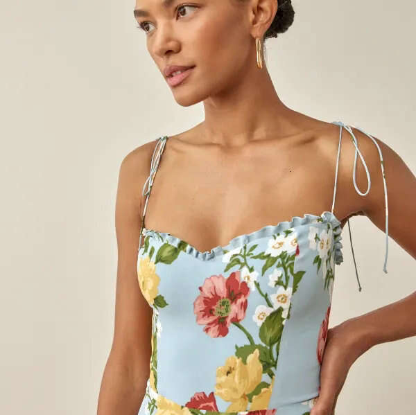 Floral Dress Summer Dresses for Women Dresses Women Dress N602ref Rayon Printed Strap Dress 2025 Summer French Style Womens Fashion