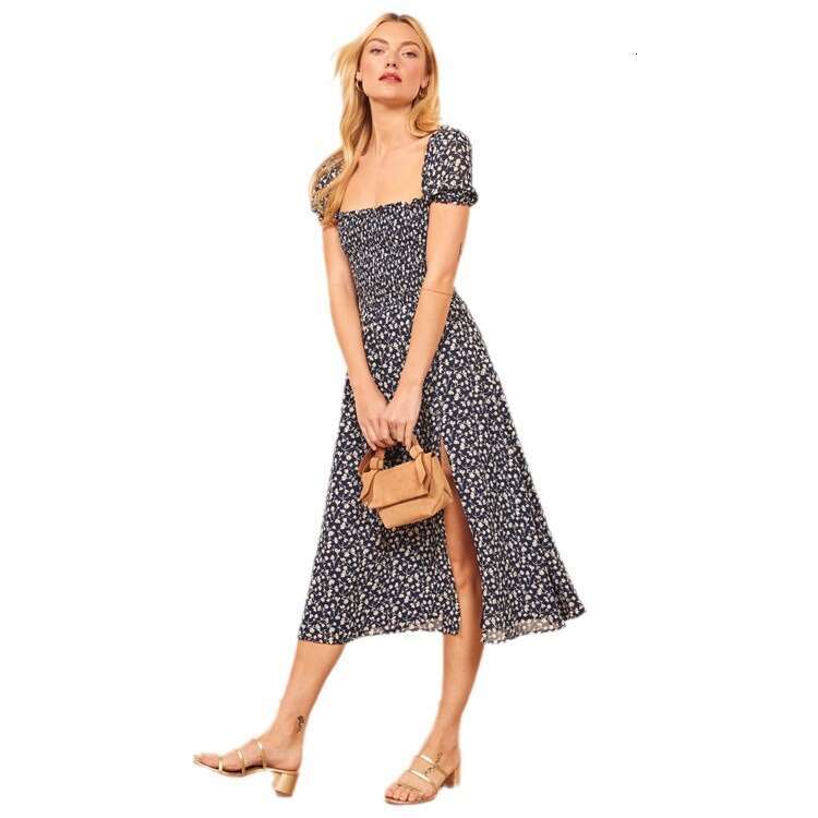 Beach Dress Bodysuit Tender Womens Dresses Vestido N101 Floral Slim Dress 2025 Summer French Style Romantic Elegant