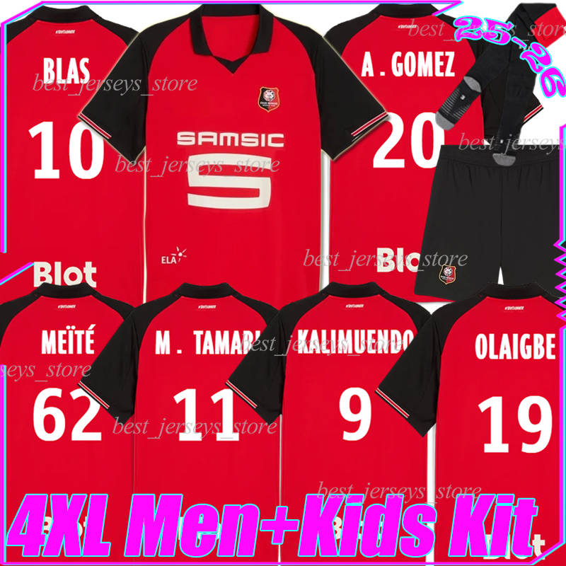 4XL 24/25/26 Stade Rennais KALIMUENDO soccer jerseys 2025 Rennes BLAS A.GOMEZ MEITE M.TAMARI OLAIGBE KYOGO SAMAKE ASSIGNON KONE men kids kit socks setS football shirt