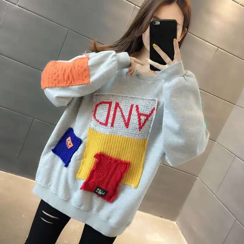 New In Baggy Round Neck Womens Sweatshirts Loose Female Top High Quality M Designer E Cotton 2025 Trend Coat 2000s Pullovers