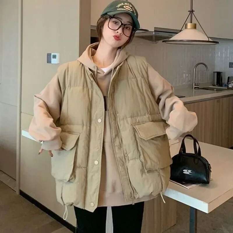 Solid Color Womens Vests Quilted Cotton Giletes Classic Clothes Fashion 2025 Lady Padded Insulated Korean Style Coats on Sale