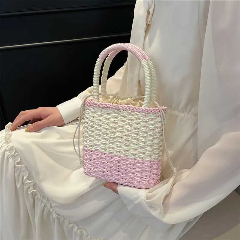 Summer for Women StrAW Shoulder Bags Rattan Woven Top Handle Bag Hollow Raffia Crochet Beach Bag Casual Handbags Z250617