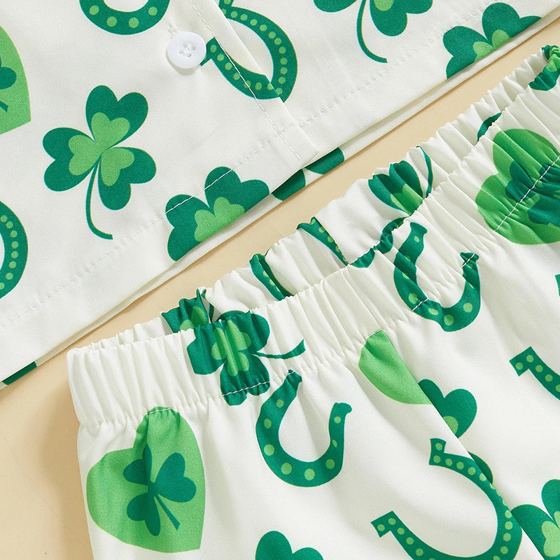 Infant Irish Pajama Set with Long Sleeve Button-up Tops and Pants for Toddlers - 2 Piece Sleepwear Outfit for Babies 250617
