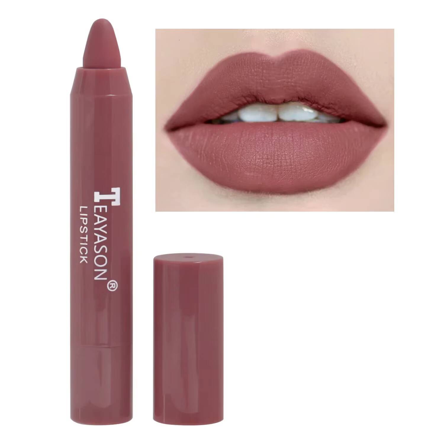 3PCS/set Velvet Matte Lipstick Pen Cosmetics Waterproof Lasting Nude Crayon Lipsticks Non Sticky Brown Lip Liner Pencil Makeup happy