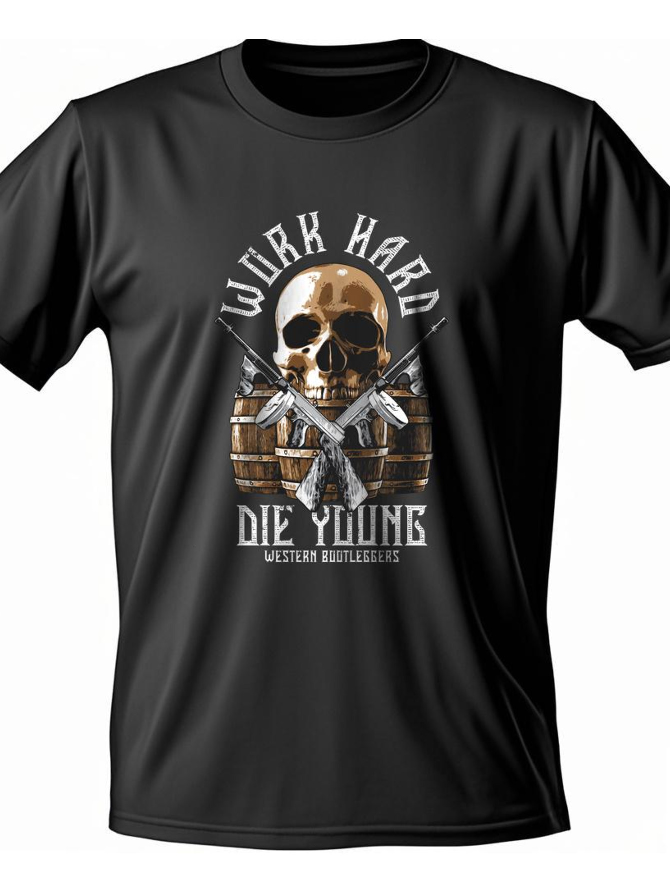 Dongdumaoyi S-3Xl Round Collar 180G White T Shirts Short Sleeve Cotton Black Adult Skull Men c36b