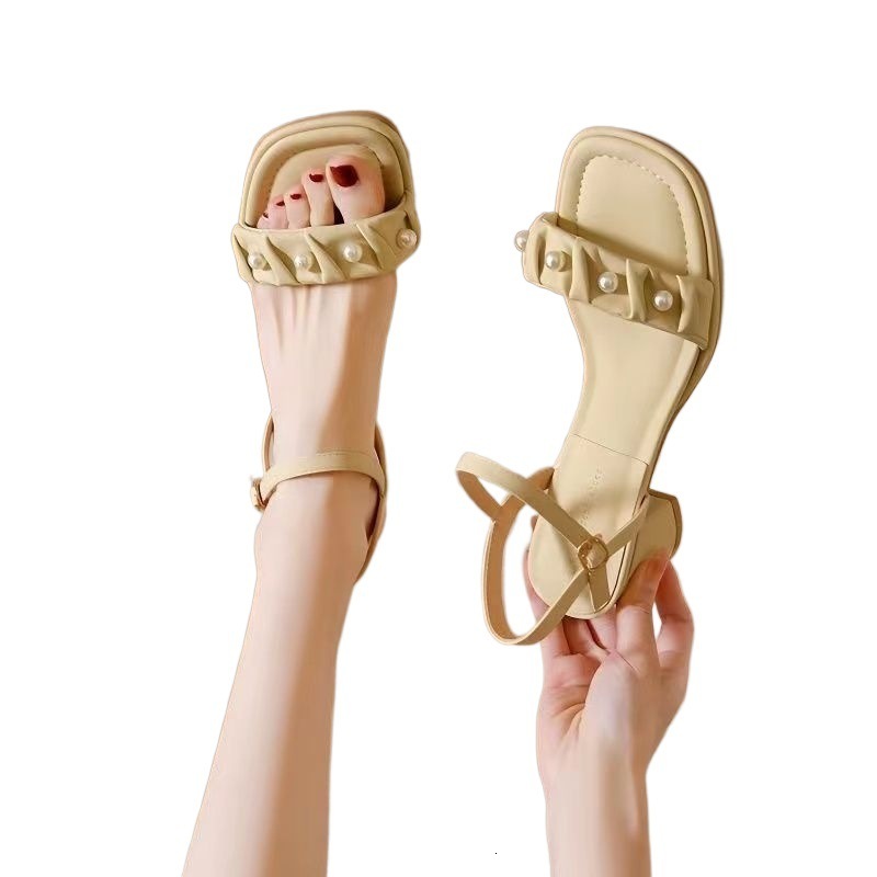 Soft leather French women's sandals summer new designer sandals fashionable multifunctional fairy thick heel high-heeled women's sandals