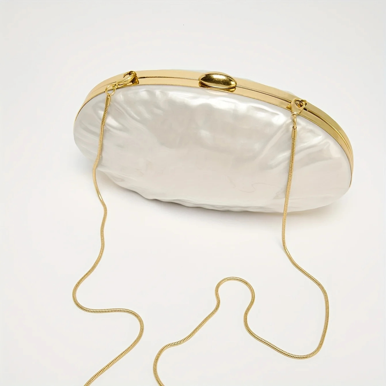 Shell Clutch Bag Acrylic pearl color frame purse women wedding evening party cute ivory handbag spring 250614