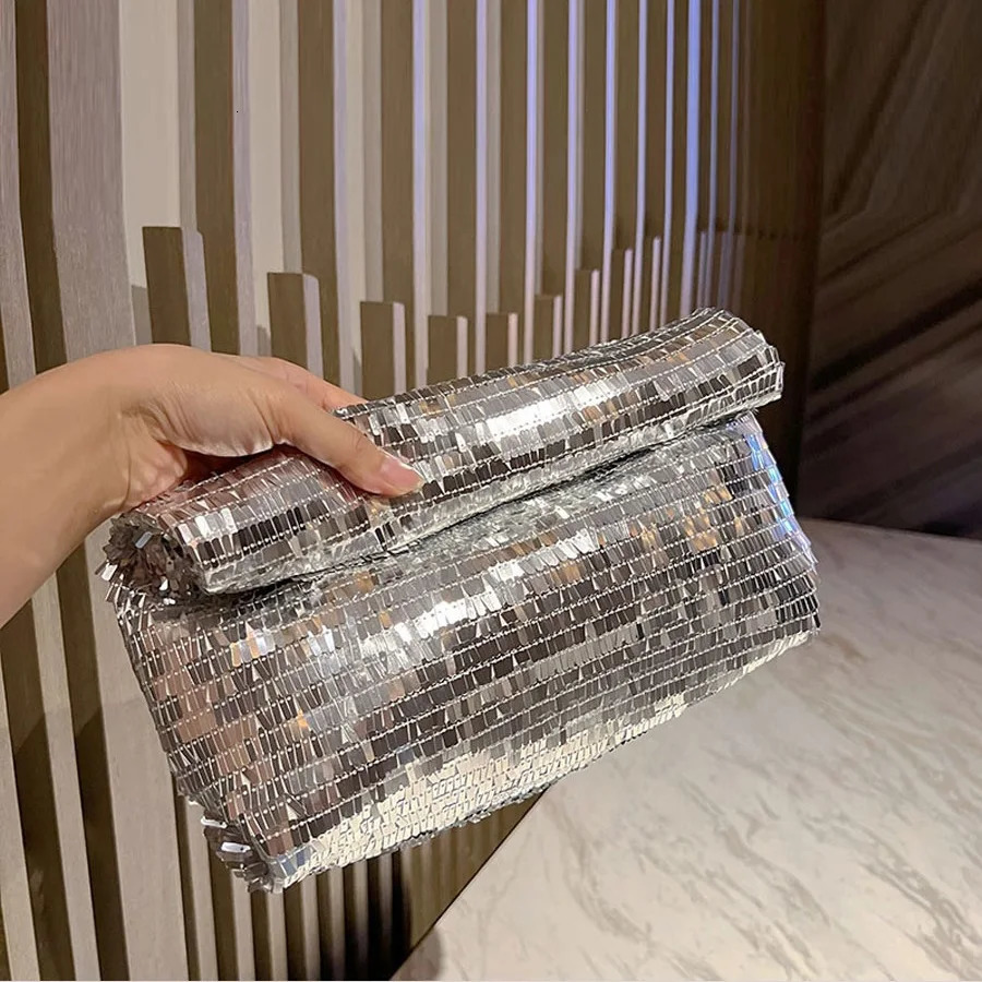 Women Envelope clutch bag Fashion shiny Sequins ladies Clutches Party lady evening bags handbag 250617