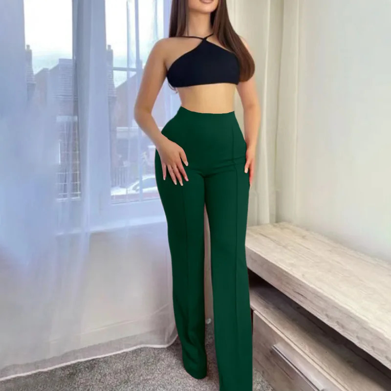 Womens Slim Bell-Bottoms Trousers Trendy Spring Autumn Pants Office Lady Solid Color Flared Trousers 250616