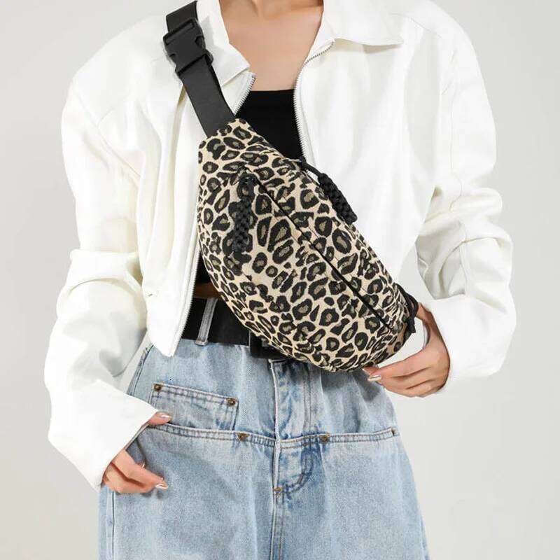Leopard print Women Canvas Fanny Pack Chest Fashion Shoulder Crossbody Bags High quality Waist Belt Bag bag
