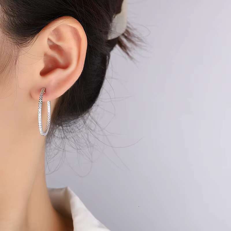 European American Summer Collection S925 Sterling Silver Moselle Moissanite Earrings Fashionable Gold with French Style
