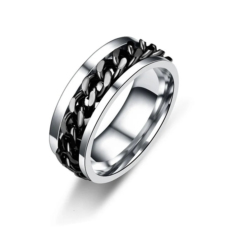 Steel Rotatable Chain Rings for Women Men Spinner Ring Decompression Multifunctional Chain Ring Bottle Opener Ring Gift 250616