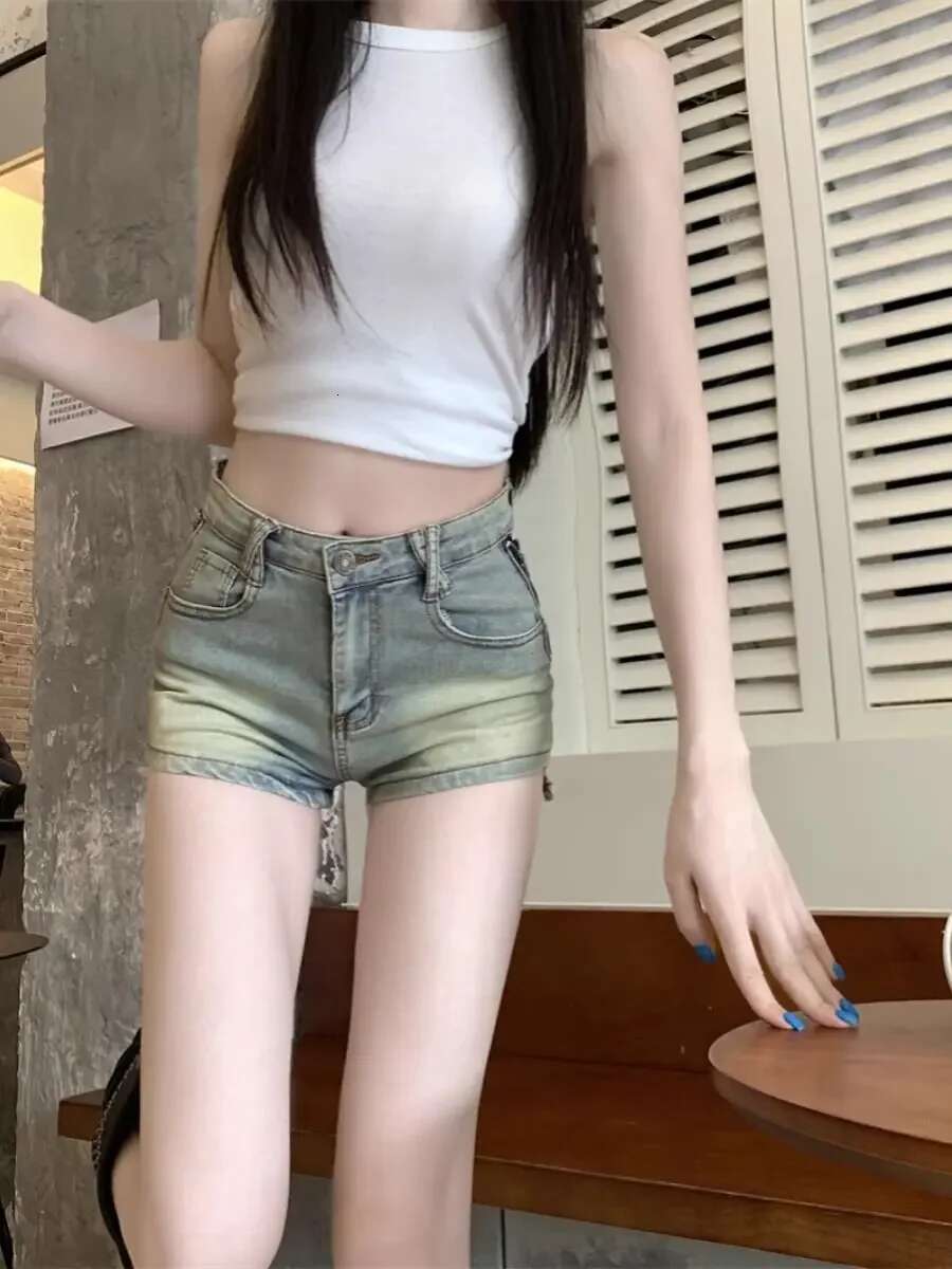Elasticty Skinny Short Jean Pants Woman Zipper Denim Shorts for Women Designer Trend 2025 Jorts Aesthetic Design XL Streetwear