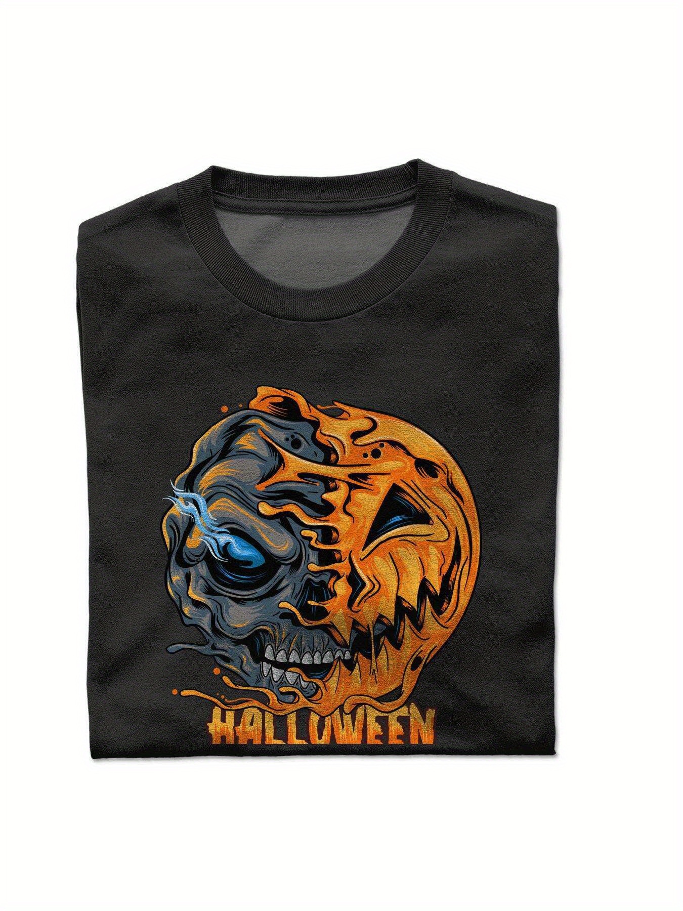 Dongdumaoyi T Shirts Adult Graphics Short Sleeve Cotton Men Black S-3Xl Round Collar White Tiger 180G Halloween 7221