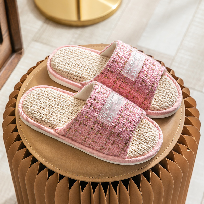 Summer linen women's slippers home indoor men's slippers designer sandals cotton linen soft women's sandals slippers