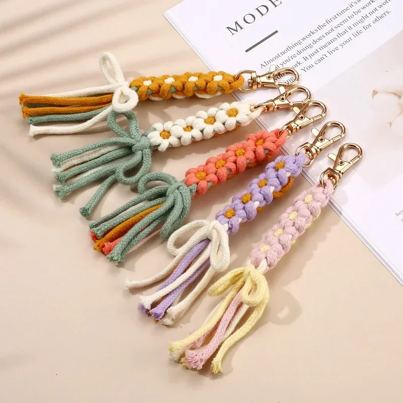 Multi-purpose Cotton Rope Key Chains Colorful Braided Cotton Rope Keychain Large Zipper Puller Handmade Ornament 250616