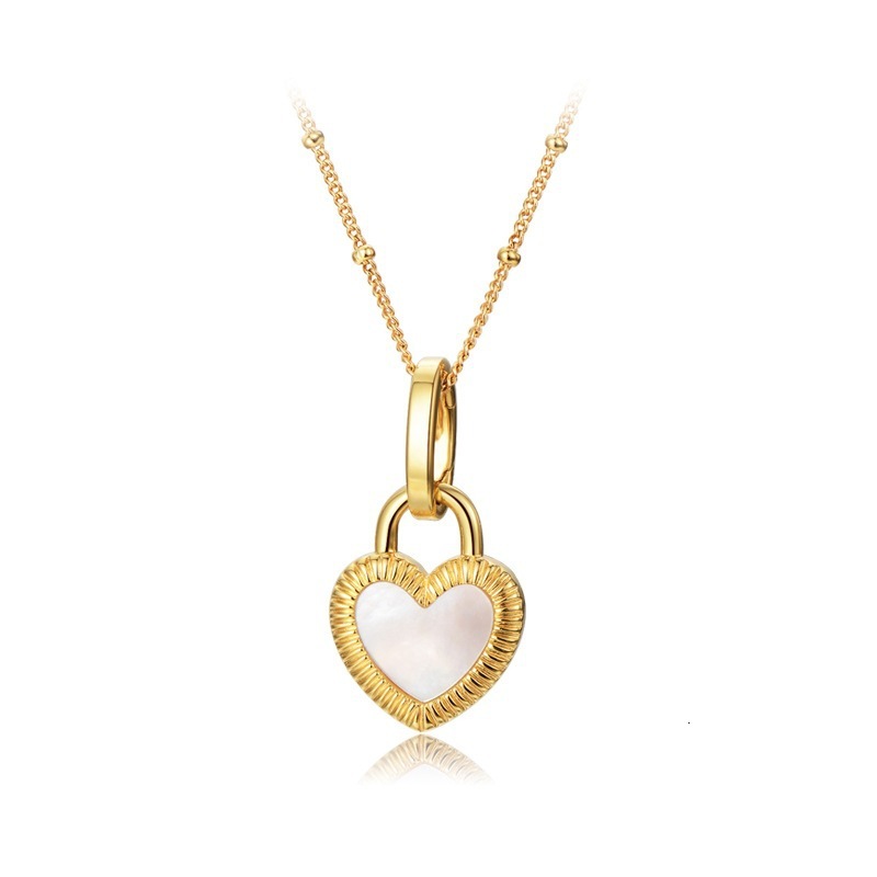 Fashion Simple Style Black and White Mother-of-Pearl Double-Sided Heart Necklace for Women Elegant High-End Versatile Clavicle Chain