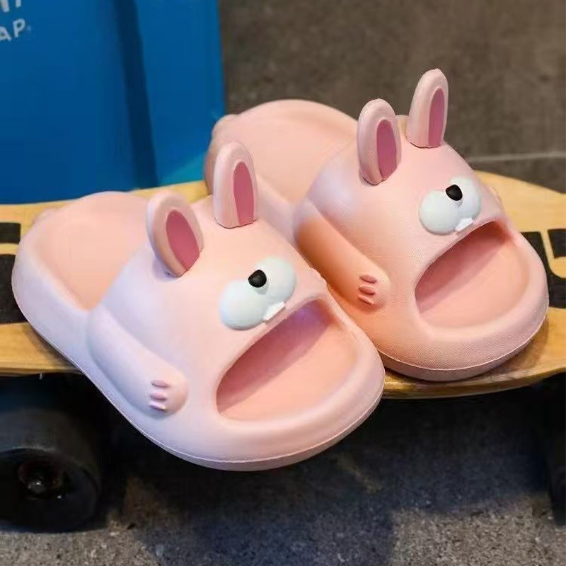 Cute Rabbit Patterned Breathable Slides - Women's Summer Bathroom Footwear