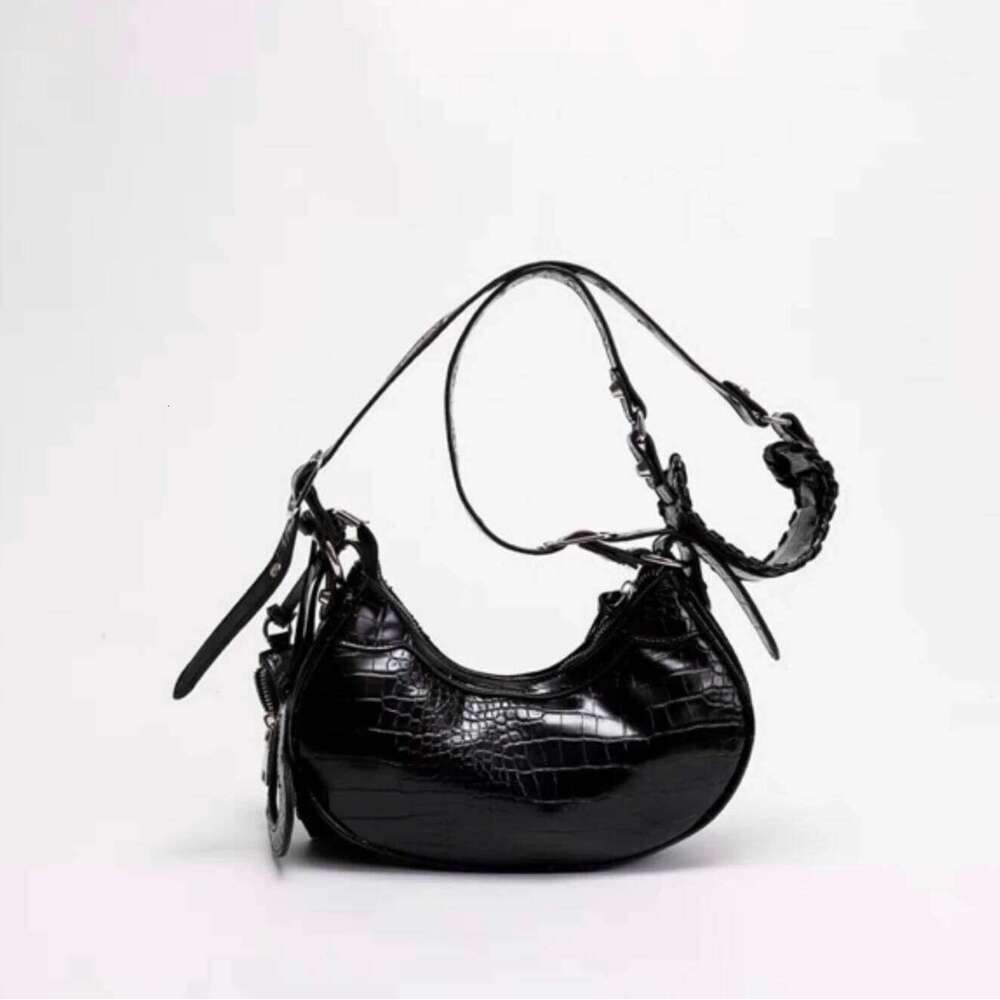 Shoulder Crossbody Female Gothic Rivet Crocodile PU Leather Saddle Bag With Purse Vintage Grunge Punk Rock Fashion Y2k