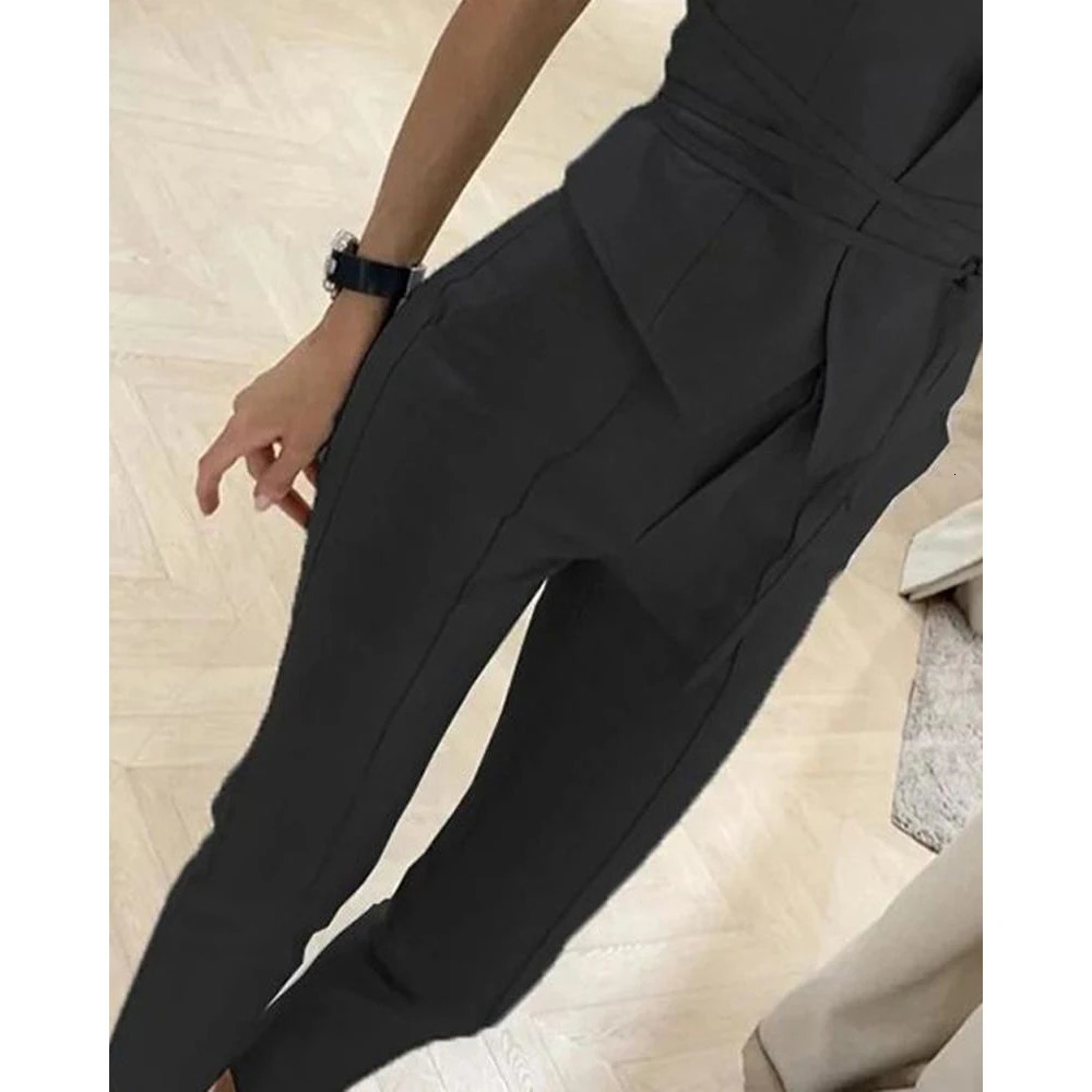 Women Casual Plain Blazer Vest Work Pants Set Formal Sleeveless OL Style 2 Pieces Bussiness Office Lady Suit Sets Workwear 250612