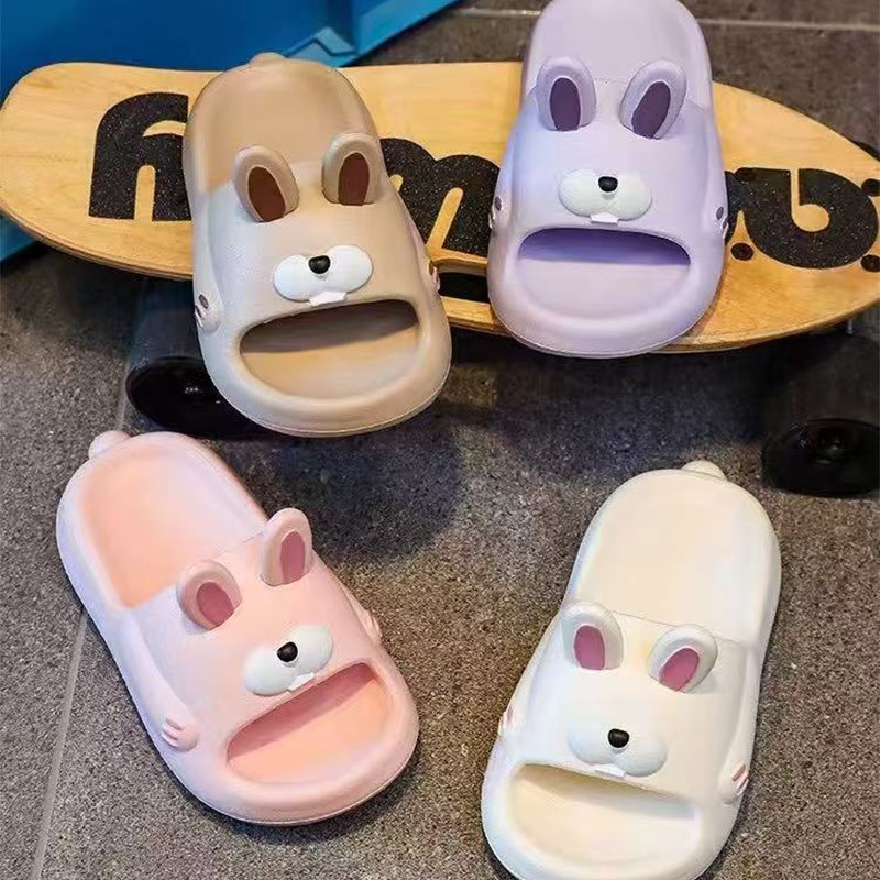 Breathable Slide Sandals with Adorable Rabbit Motif Ideal Beach & Bath Shoes