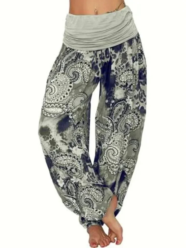 Plus Size 1XL8XL Woman's Fashion Multicolor Digital Printed Harem Pants Trousers Ladies Long Leg Wide Leg Pants 250609