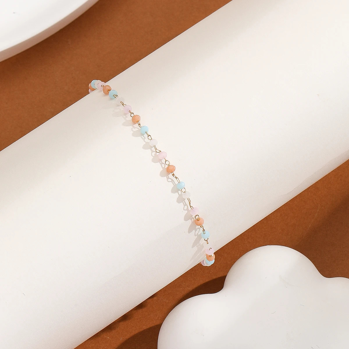 QIAMNI Summer Beach Jewelry Colorful Crystal Anklet Multicolor Stone Beads Foot Bracelets Feet Accessories Bohomia Ankle Chain 250606